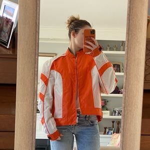revolution gear neon orange nylon sport racer jacket